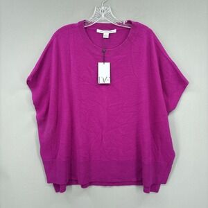 Diane Von Furstenberg Sweater Womens P/S Pink 100% Cashmere Dolman Short Sleeve